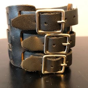 Three Buckle Leather Bracelet
